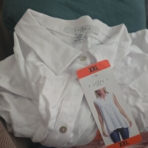 Fever White Sleeveless Button-Front Blouse XXL